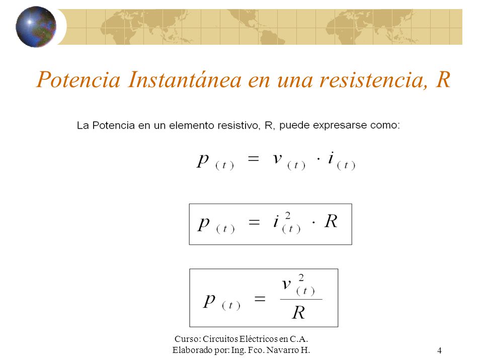Potencia de una resistencia Potencia de una resistencia